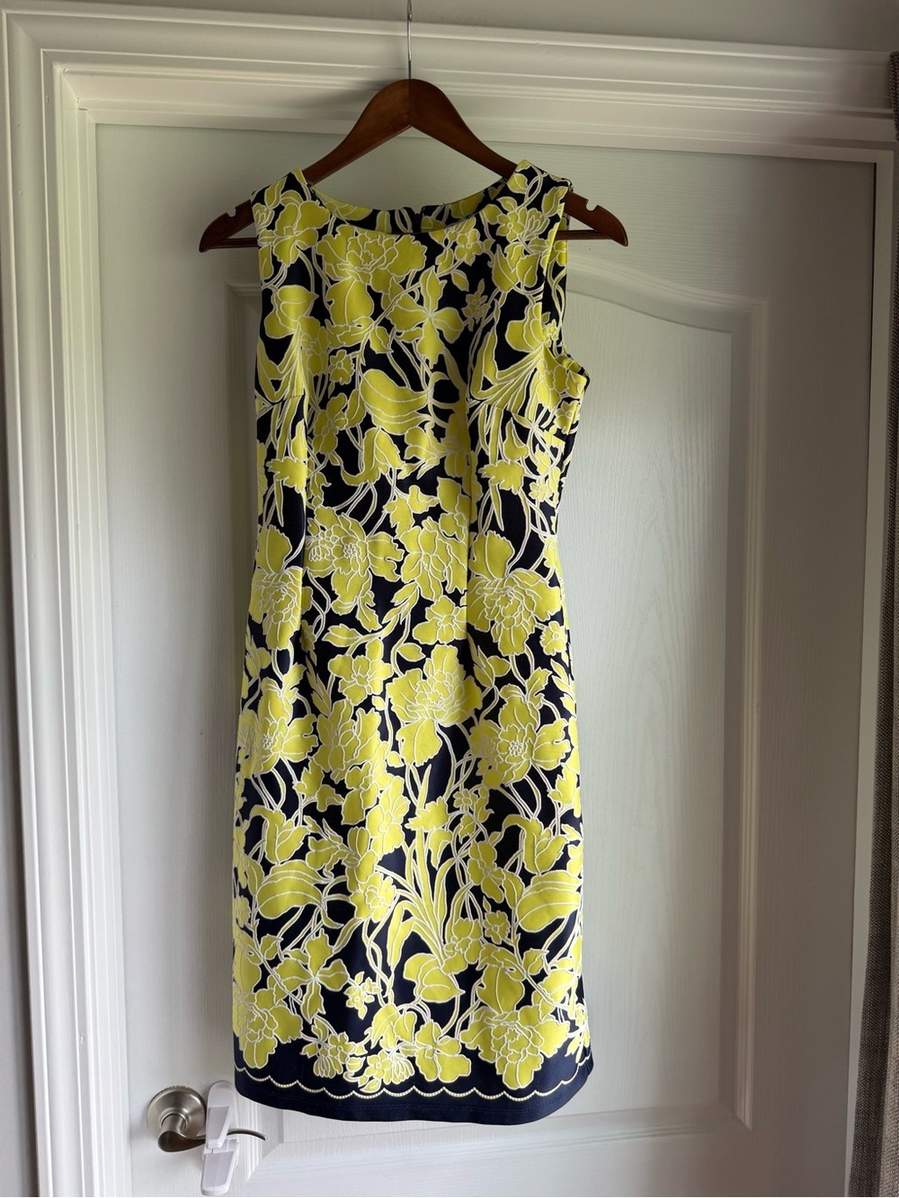 Shelby & Palmer Navy and Yellow Floral Midi Dress